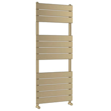 Nui Piazza Square Flat Towel Radiator 1213x500 Contemporary Brushed Brass Steel 1213x500x100mm - JJ Building Materials