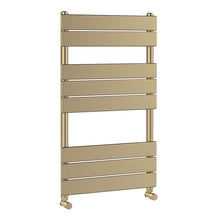 Nui Piazza Square Flat Towel Radiator 840x500 Contemporary Brushed Brass Steel 840x500x30mm - JJ Building Materials