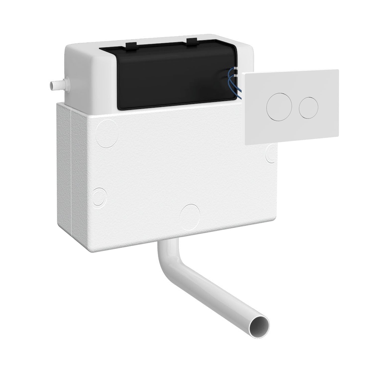 Nui Pneumatic Dual Flush Universal Access Concealed Cistern Contemporary Matt White ABS 305x364x164mm - JJ Building Materials