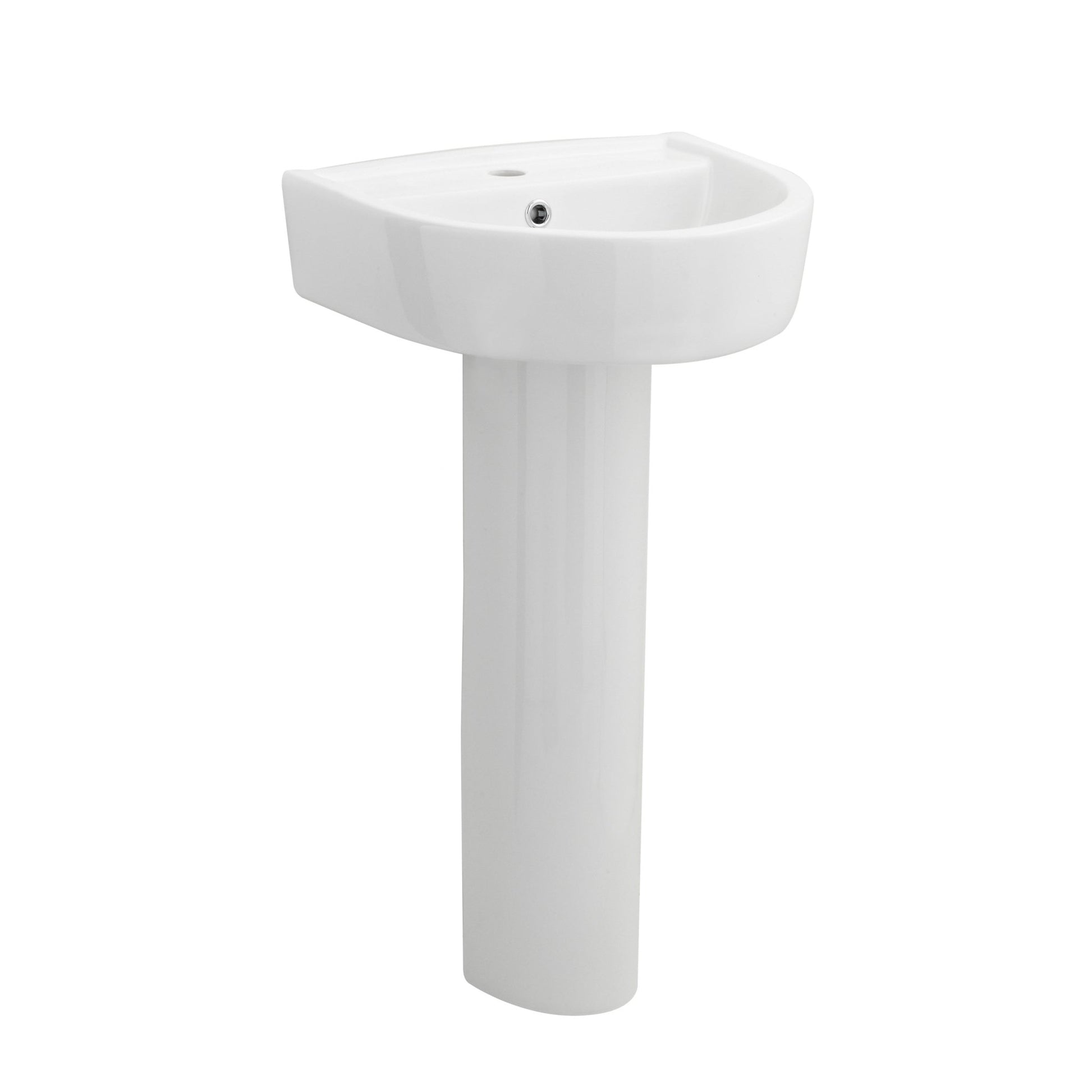 Nui Provost 420mm Basin & Pedestal Contemporary White Vitreous China 825x420x380mm - JJ Building Materials