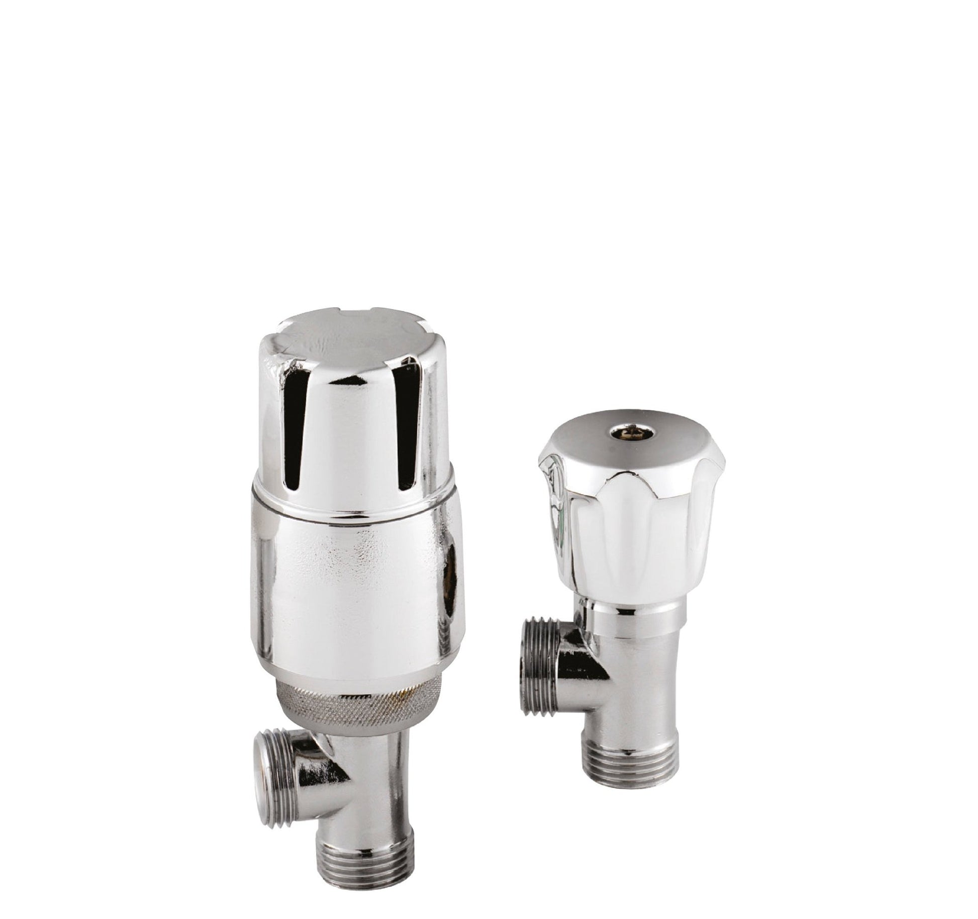 Nui Radiator Valves Angled Thermostatic Radiator Valve Pack Contemporary Chrome Steel 130x45x76mm - JJ Building Materials