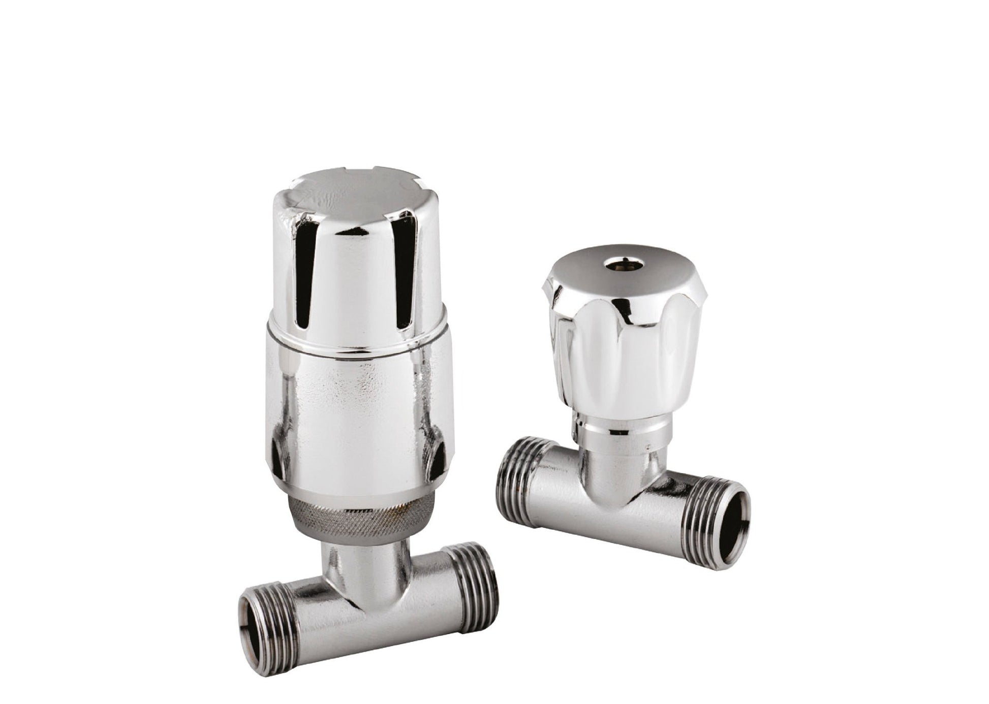 Nui Radiator Valves Straight Radiator Valve Pack (pairs) Contemporary Chrome Brass 97x110x50mm - JJ Building Materials