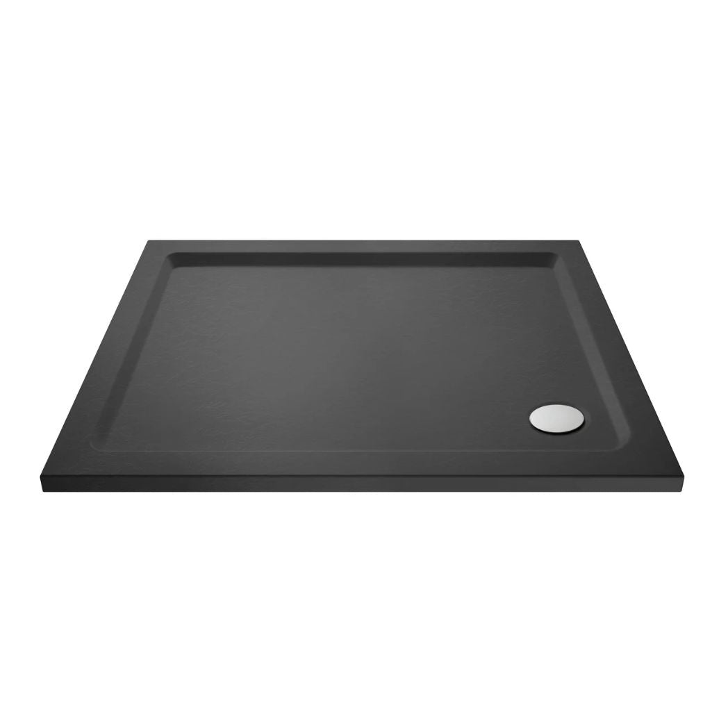 Nui Rectangular Trays Rectangular Shower Tray 1200 X 800mm Contemporary Grey Slate Acrylic Capped ABS Caco3 And Pu - JJ Building Materials