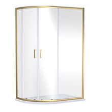 Nui Rene 1900 X 1000 X 800mm Offset Quandrant Shower Enclosure Contemporary Brushed Brass Aluminium 1900x980x780mm - JJ Building Materials
