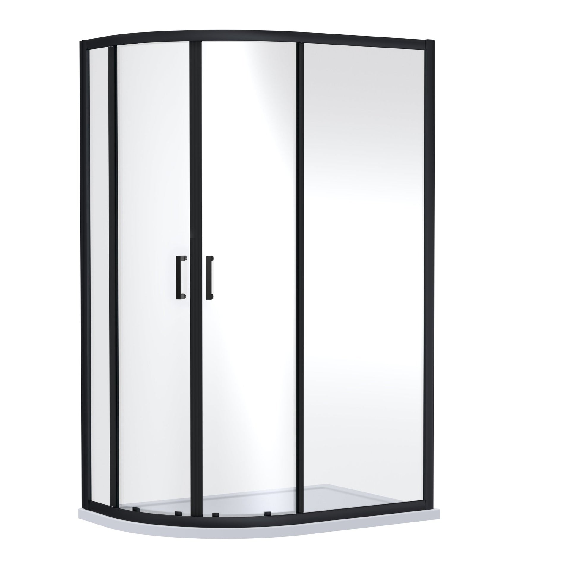 Nui Rene 1900 X 1000 X 800mm Offset Quandrant Shower Enclosure Contemporary Matt Black Aluminium 1900x980x780mm - JJ Building Materials