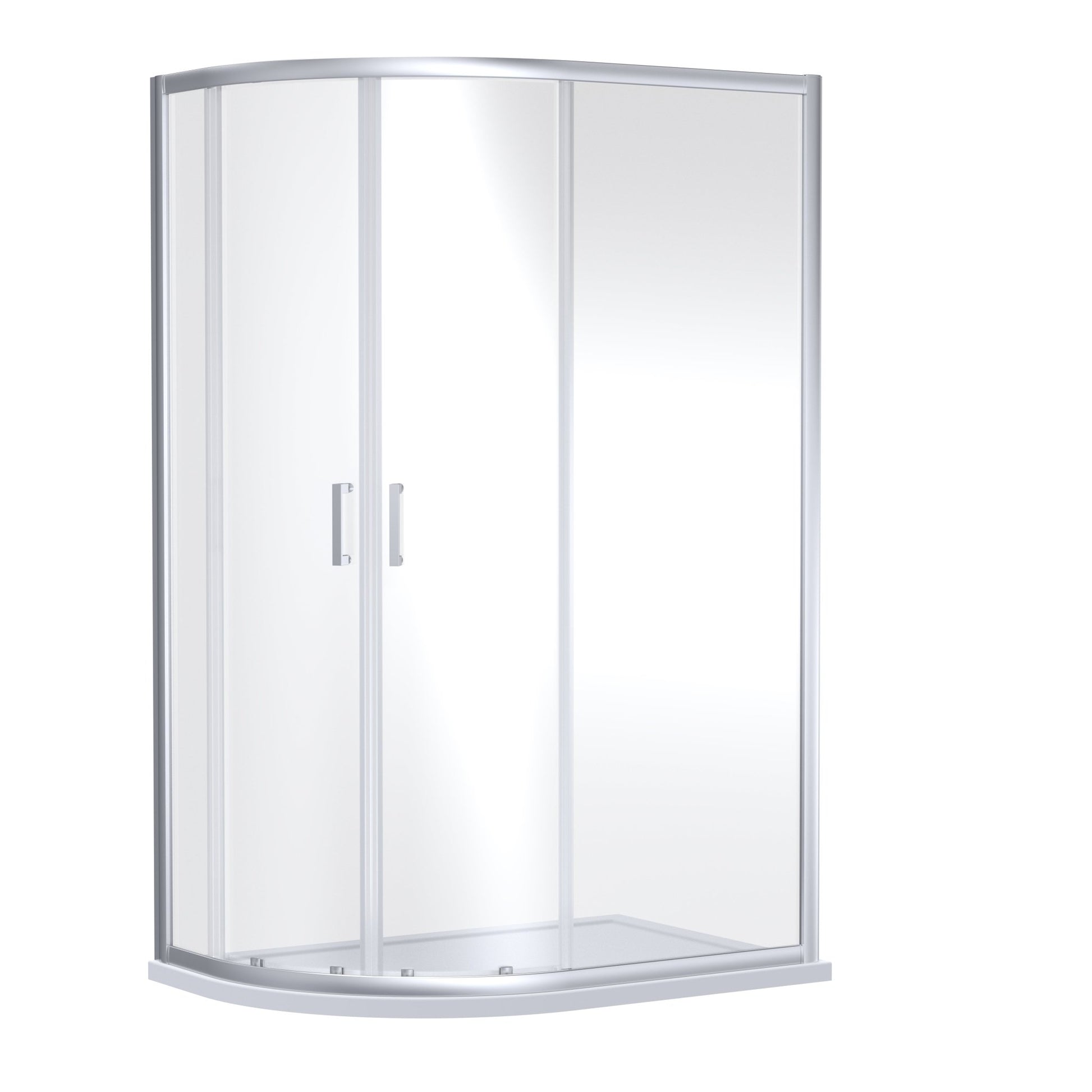 Nui Rene 1900 X 1000 X 900mm Offset Quandrant Shower Enclosure Contemporary Chrome Aluminium 1900x980x880mm - JJ Building Materials