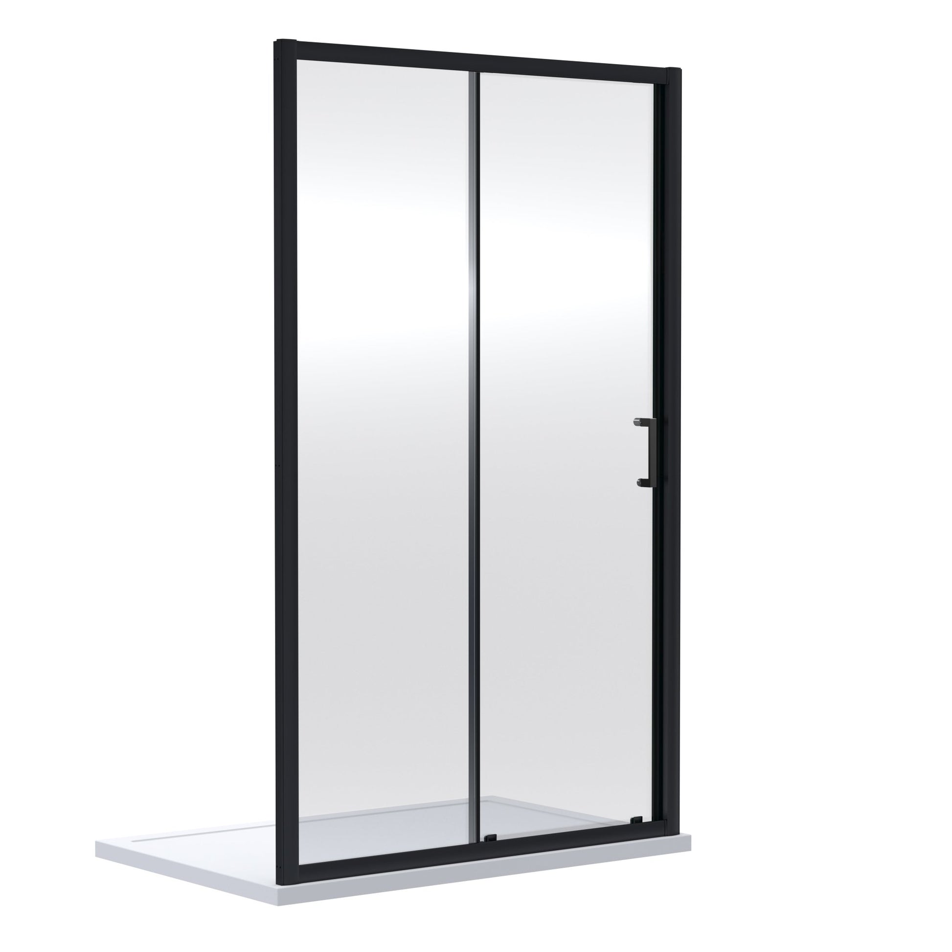 Nui Rene 1900 X 1100mm Sliding Shower Door Contemporary Matt Black Aluminium 1900x1090x44mm - JJ Building Materials