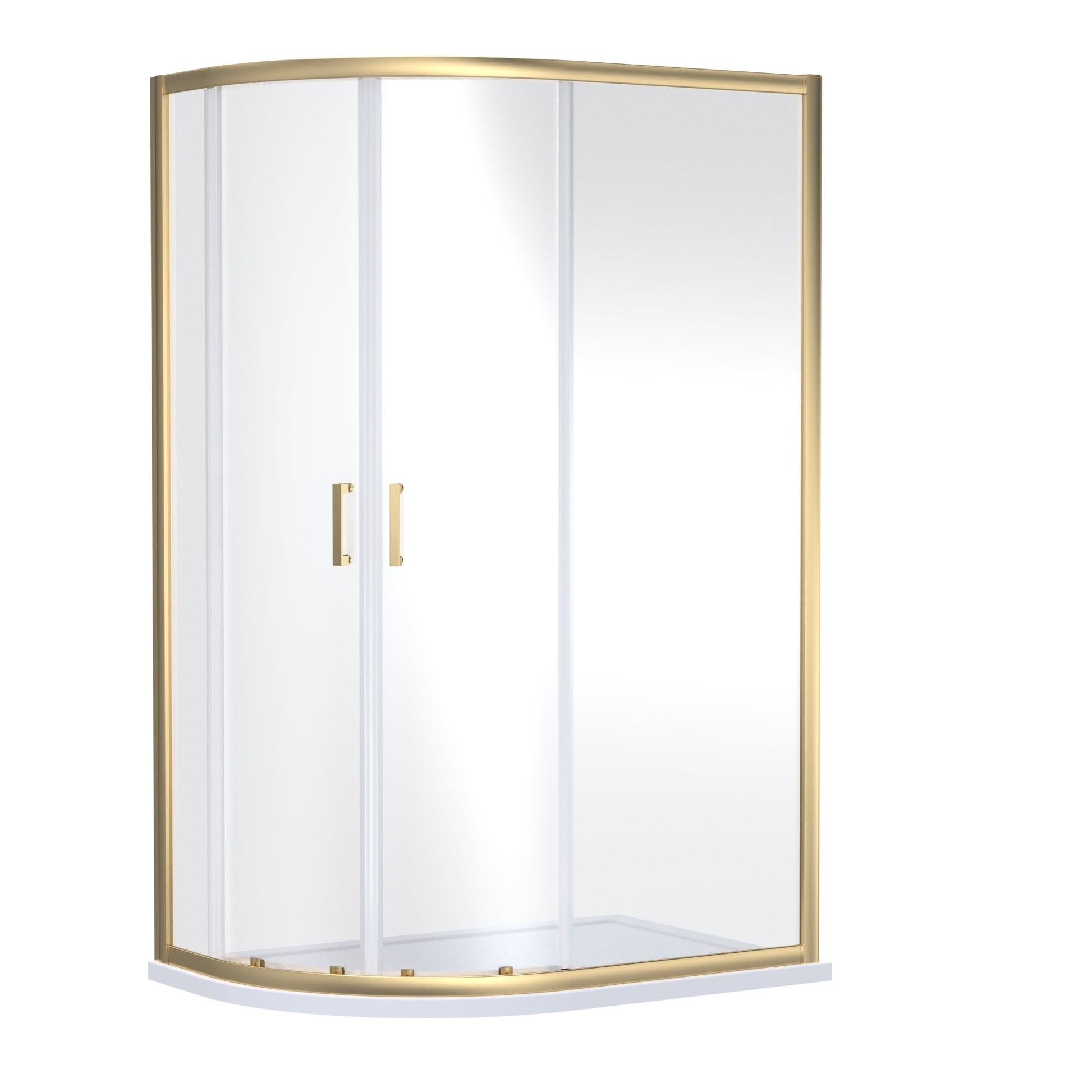 Nui Rene 1900 X 1200 X 800mm Offset Quandrant Shower Enclosure Contemporary Brushed Brass Aluminium 1900x1180x780mm - JJ Building Materials