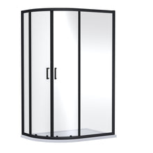 Nui Rene 1900 X 1200 X 900mm Offset Quandrant Shower Enclosure Contemporary Matt Black Aluminium 1900x1180x880mm - JJ Building Materials