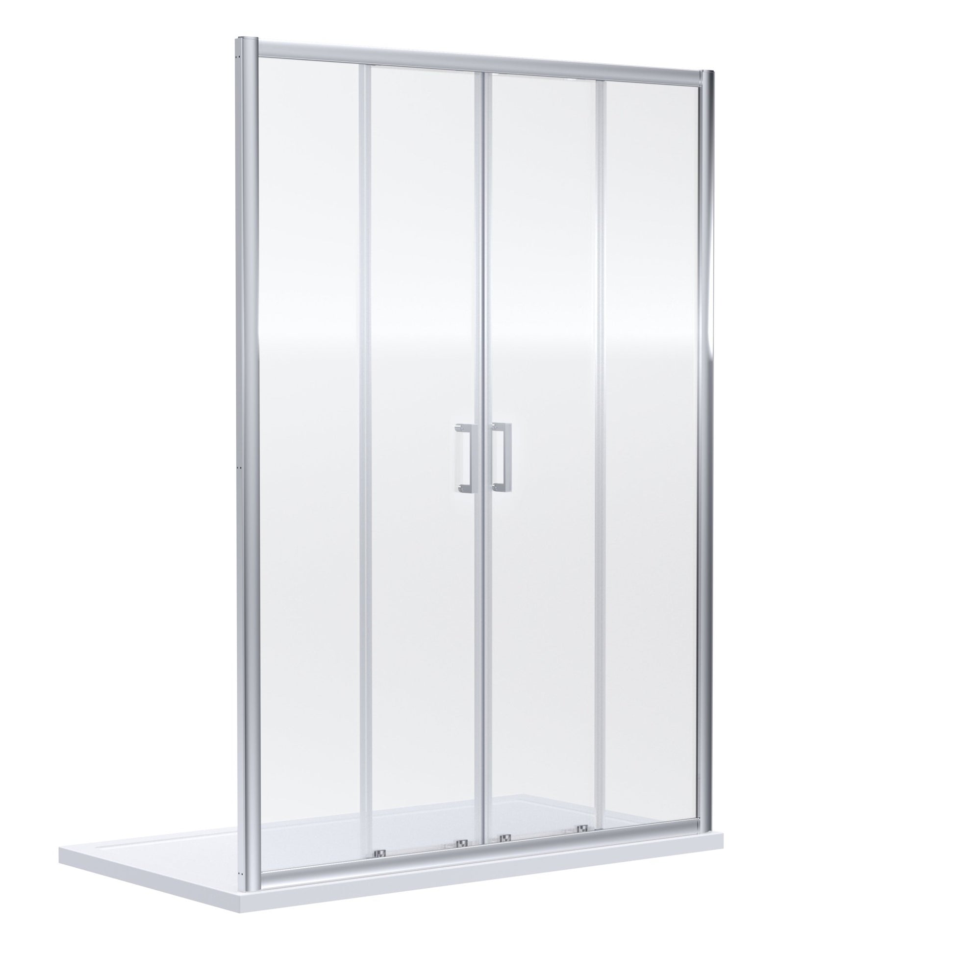 Nui Rene 1900 X 1400mm Double Sliding Shower Door Contemporary Chrome Aluminium 1900x1390x44mm - JJ Building Materials