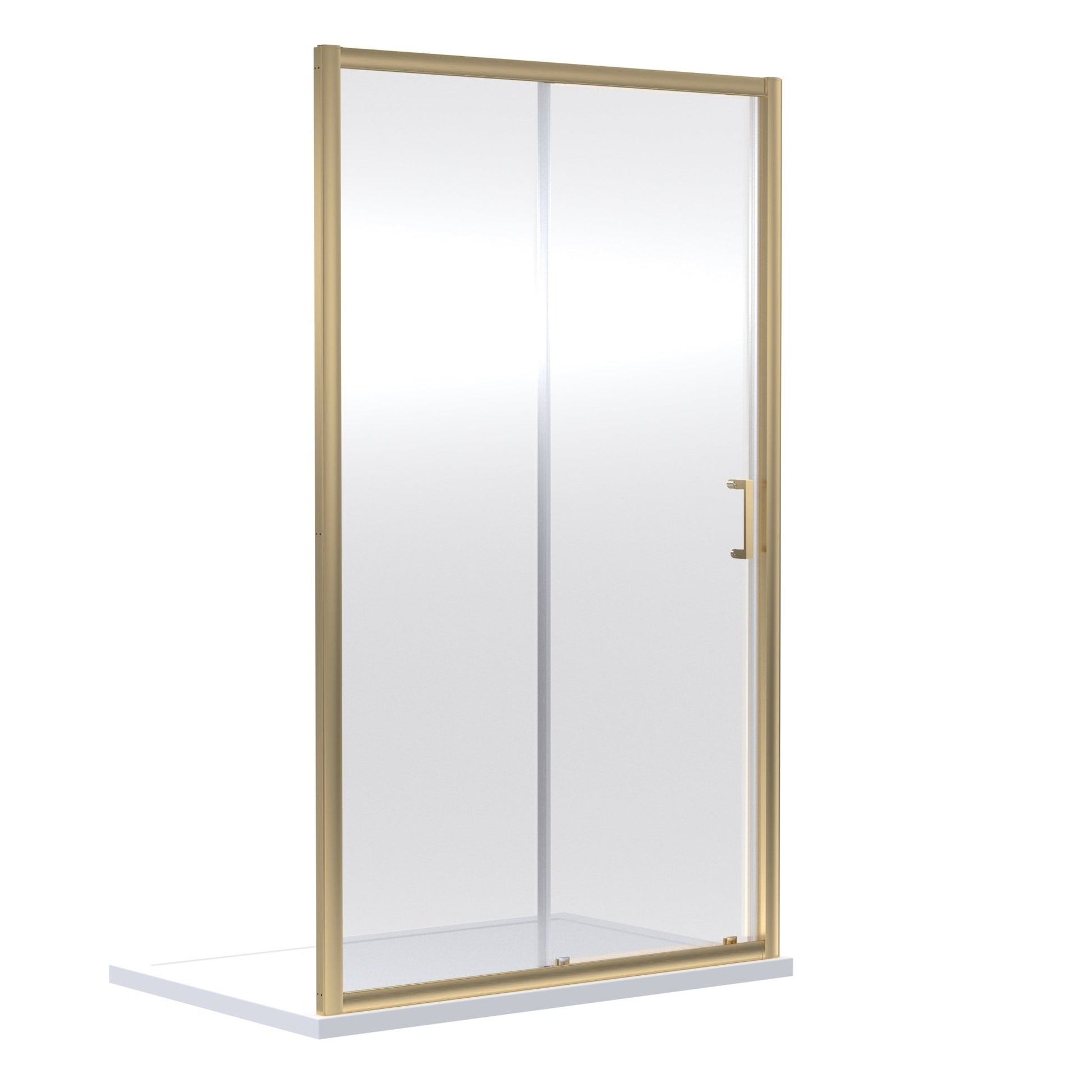 Nui Rene 1900 X 1700mm Sliding Shower Door Contemporary Brushed Brass Aluminium 1900x1690x44mm - JJ Building Materials