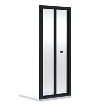Nui Rene 1900 X 700mm Bi - fold Shower Door Contemporary Matt Black Aluminium 1900x690x39mm - JJ Building Materials