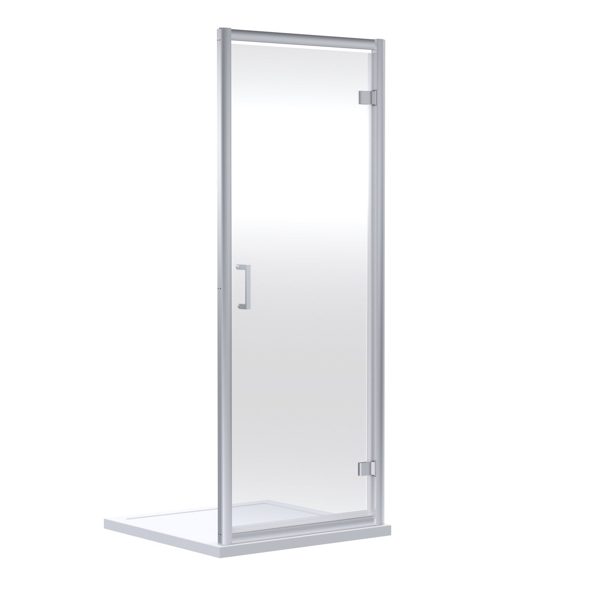Nui Rene 1900 X 700mm Hinged Shower Door Contemporary Chrome Aluminium 1900x690x44mm - JJ Building Materials