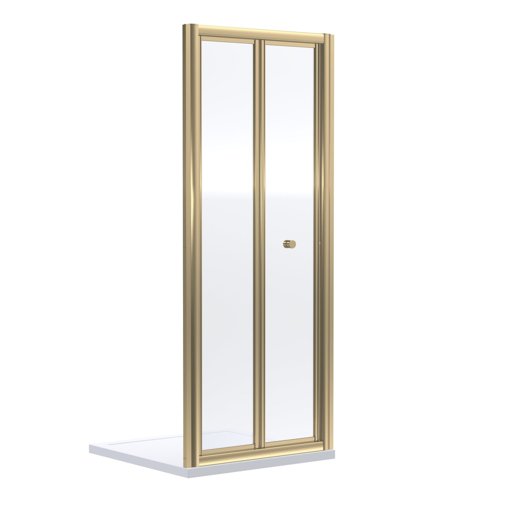 Nui Rene 1900 X 760mm Bi - fold Shower Door Contemporary Brushed Brass Aluminium 1900x750x39mm - JJ Building Materials