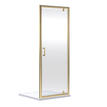 Nui Rene 1900 X 760mm Pivot Shower Door Contemporary Brushed Brass Aluminium 1900x755x44mm - JJ Building Materials