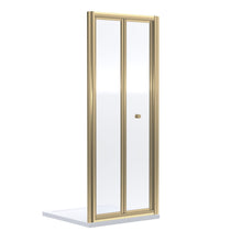 Nui Rene 1900 X 800mm Bi - fold Shower Door Contemporary Brushed Brass Aluminium 1900x790x39mm - JJ Building Materials