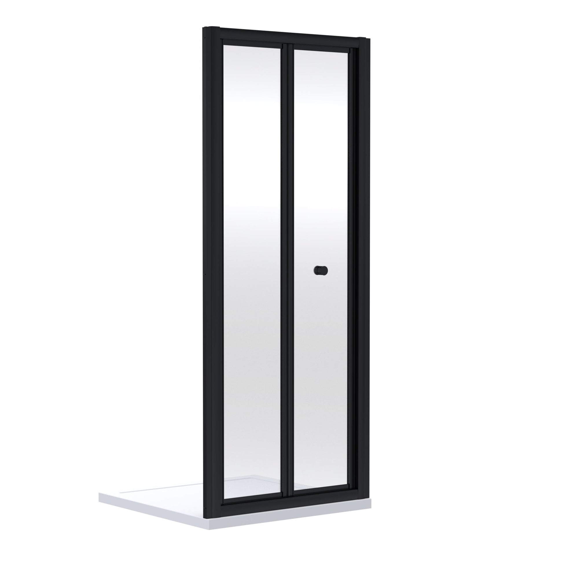 Nui Rene 1900 X 800mm Bi - fold Shower Door Contemporary Matt Black Aluminium 1900x790x39mm - JJ Building Materials