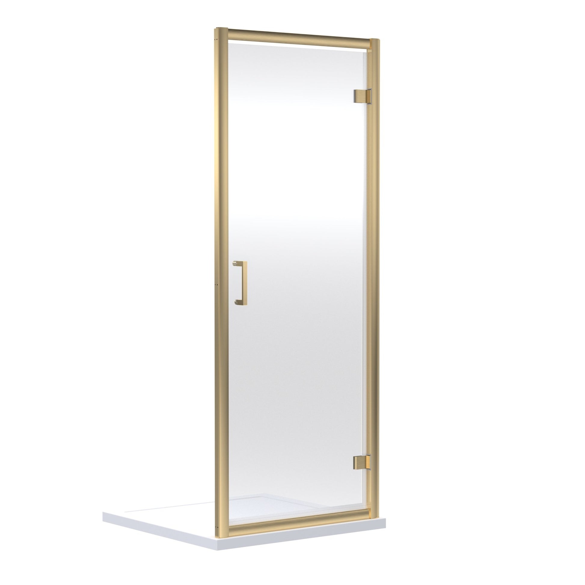 Nui Rene 1900 X 800mm Hinged Shower Door Contemporary Brushed Brass Aluminium 1900x790x44mm - JJ Building Materials