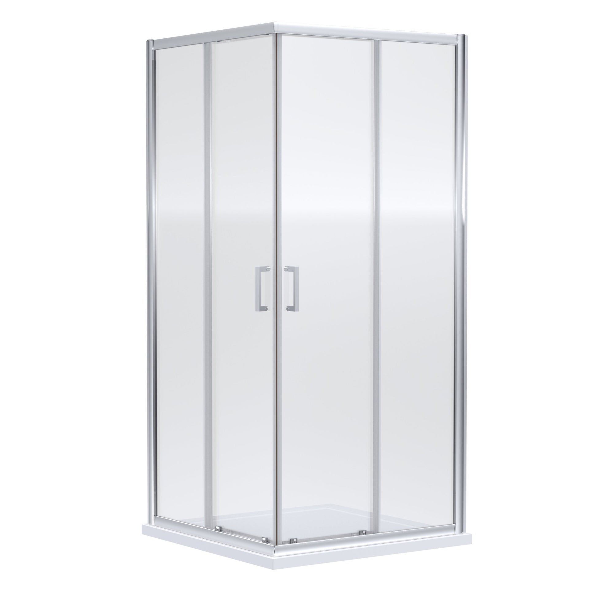 Nui Rene 1900 X 900mm Corner Entry Contemporary Chrome Aluminium 1900x885x885mm - JJ Building Materials