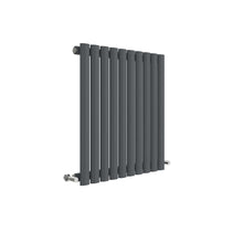 Nui Revive Horizontal Single Panel Radiator 600 X 586 Contemporary Anthracite Steel 600x586x55mm - JJ Building Materials