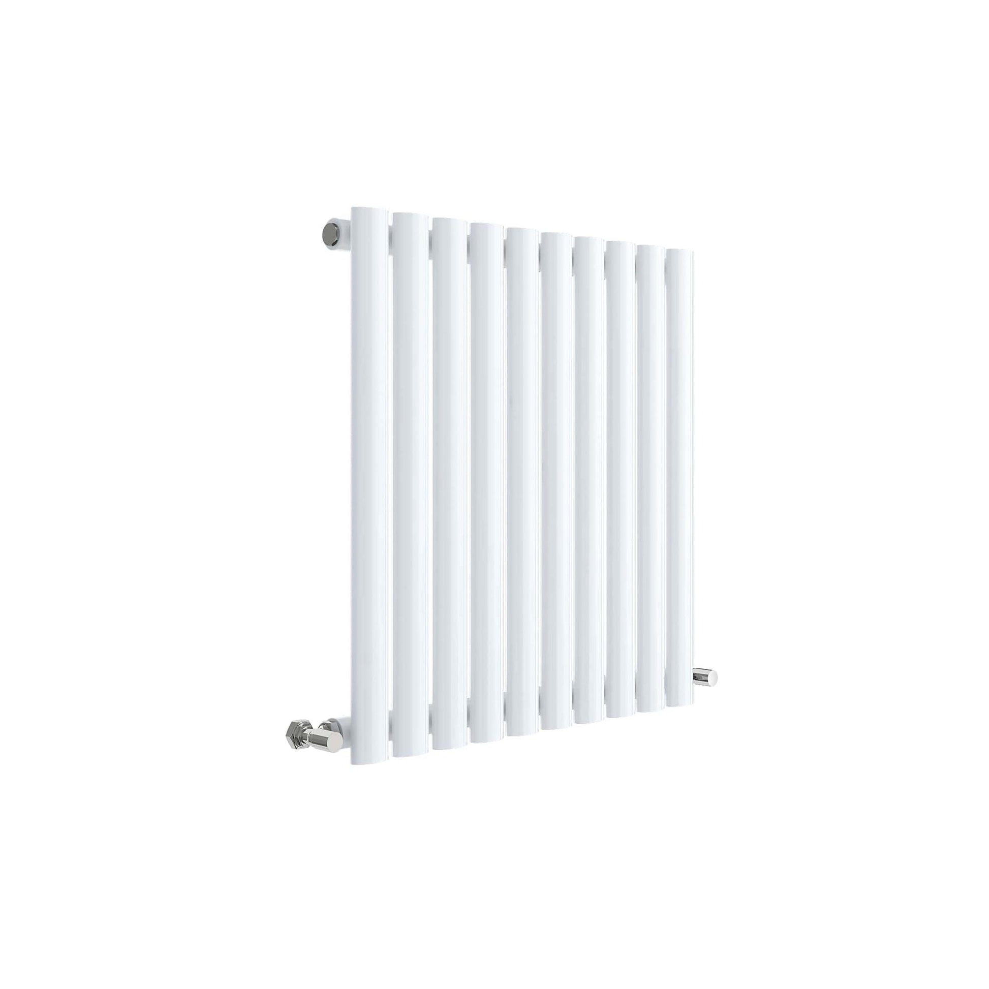 Nui Revive Horizontal Single Panel Radiator 600 X 586 Contemporary White High Gloss Steel 600x586x55mm - JJ Building Materials