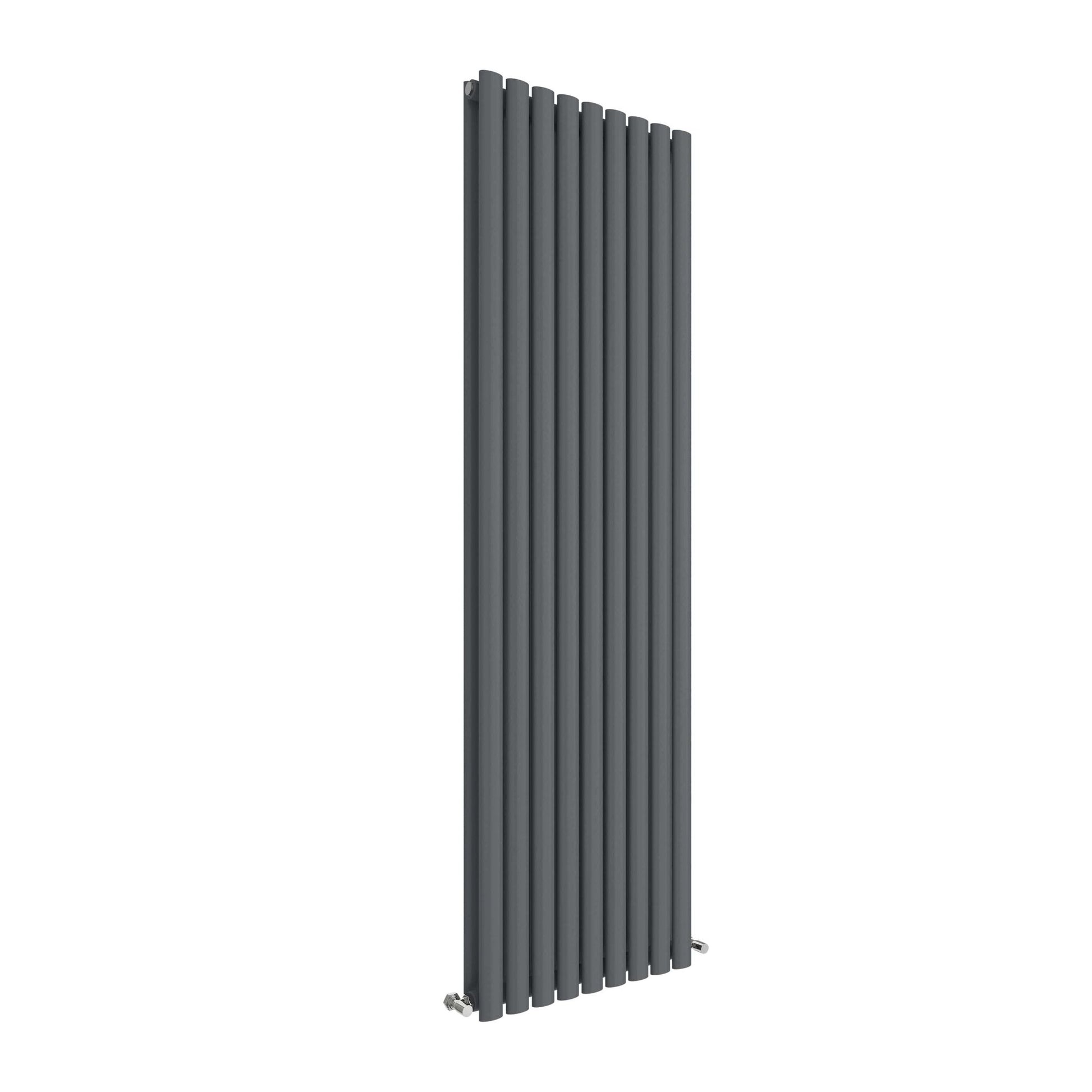 Nui Revive Vertical Double Panel Radiator 1800 X 528 Contemporary Anthracite Steel 1800x528x78mm - JJ Building Materials
