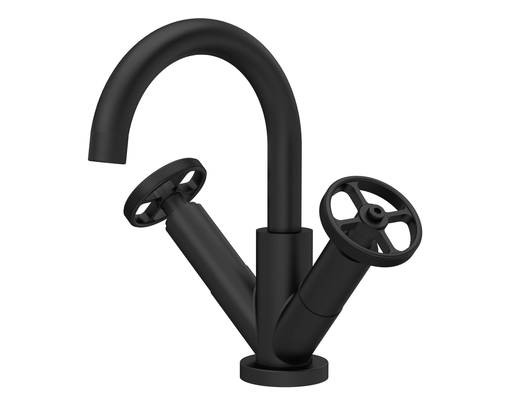 Nui Revolution Mono Basin Mixer Contemporary Matt Black Brass 217x230x175mm - JJ Building Materials