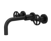 Nui Revolution Wall Mounted Basin Mixer Contemporary Matt Black Brass 113x255x220mm - JJ Building Materials
