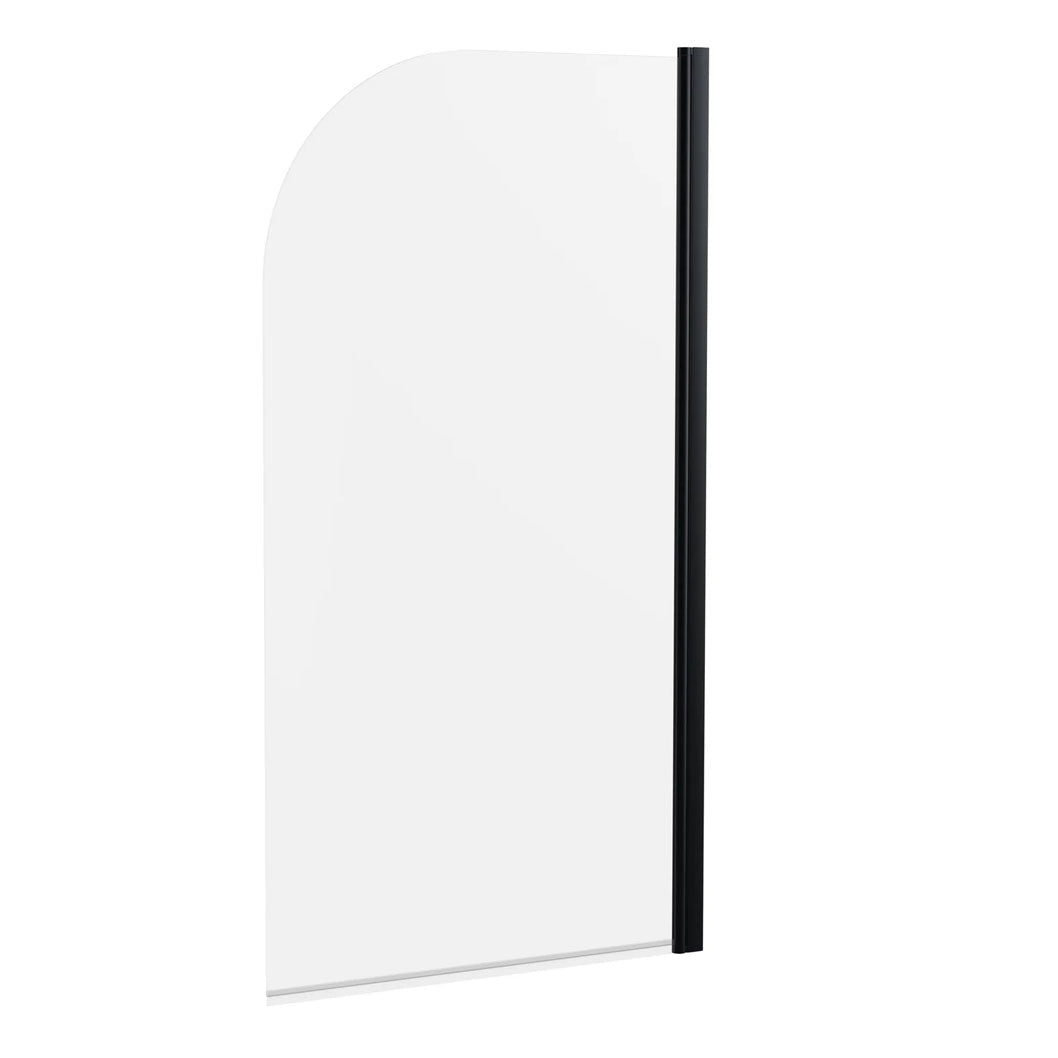 Nui Round Bath Screen Contemporary Matt Black Aluminium 1430x790x24mm - JJ Building Materials