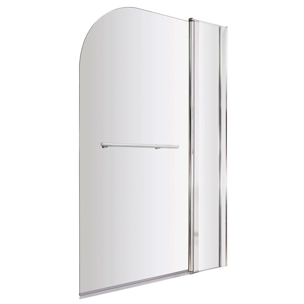 Nui Round Bath Screen Fixed Panel & Rail Contemporary Chrome Aluminium 1433x998x24mm - JJ Building Materials