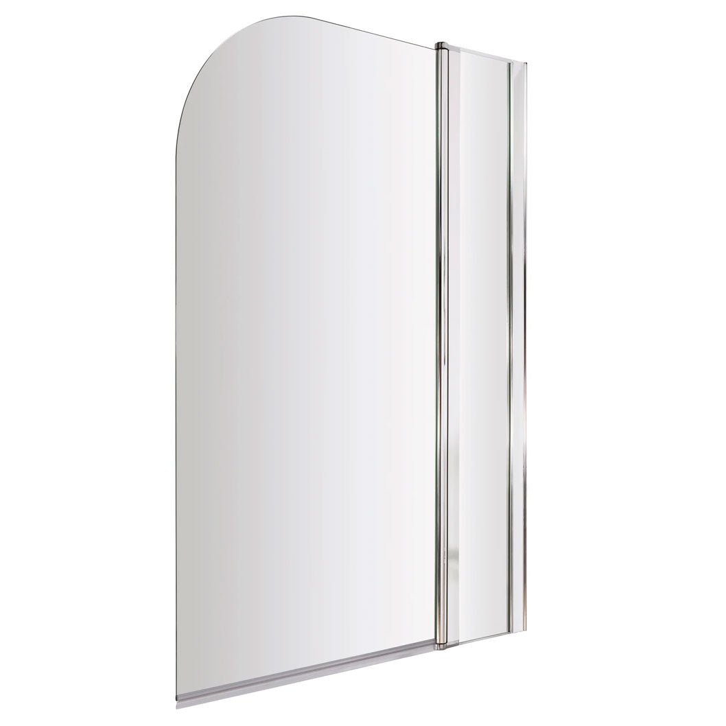 Nui Round Bath Screen With Fixed Panel Contemporary Chrome Aluminium 1433x998x24mm - JJ Building Materials