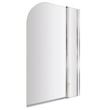 Nui Round Bath Screen With Fixed Panel Contemporary Chrome Aluminium 1433x998x24mm - JJ Building Materials