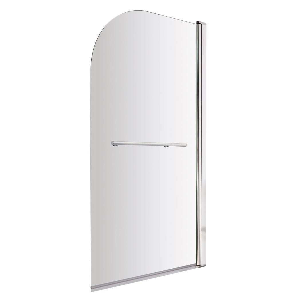 Nui Round Bath Screen With Rail Contemporary Chrome Aluminium 1430x790x24mm - JJ Building Materials