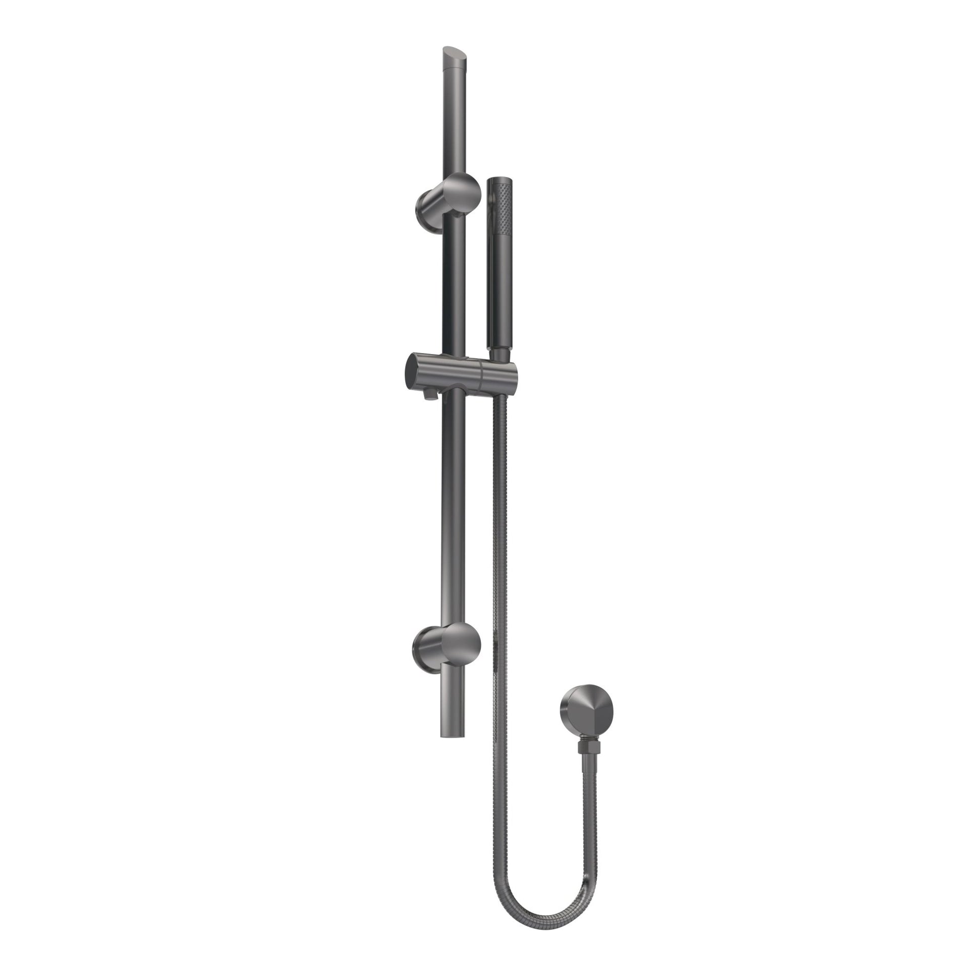 Nui Round Slider Rail Kit With Elbow Contemporary Brushed Pewter Brass ABS 740x140x76mm - JJ Building Materials