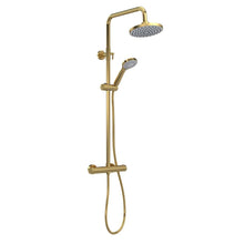 Nui Round Thermostatic Bar Valve & Shower Kit Contemporary Brushed Brass Brass ABS 1245x267x429mm - JJ Building Materials
