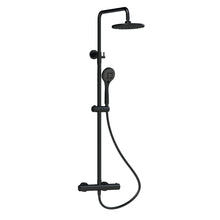 Nui Round Thermostatic Bar Valve & Shower Kit Contemporary Matt Black Brass ABS 1245x267x429mm - JJ Building Materials