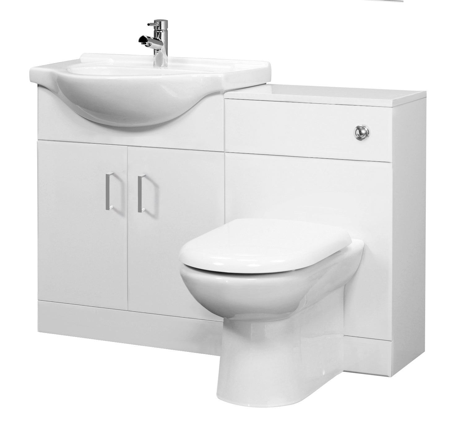 Nui Saturn Furniture Pack With Round Basin Contemporary Gloss White MFC Painted Gloss 836x1050x430mm - JJ Building Materials