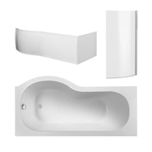 Nui Shower Baths 1500mm Right Hand P - shaped Bath Set Contemporary White Acrylic - JJ Building Materials