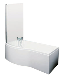 Nui Shower Baths 1700mm B Shaped Left Hand Bath Set Contemporary White Acrylic,aluminium - JJ Building Materials