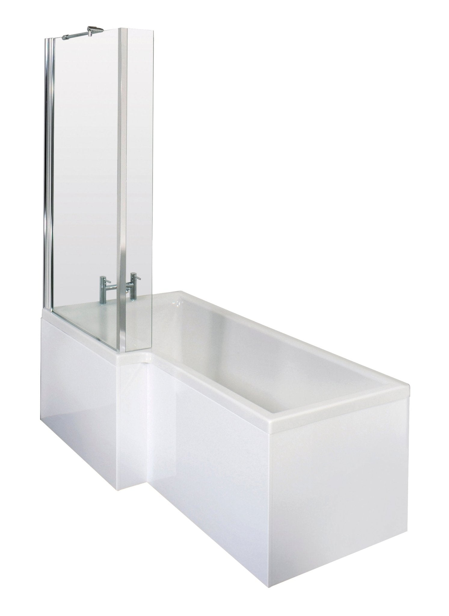 Nui Shower Baths 1700mm Left Hand Square Shower Bath Set Contemporary White Acrylic,aluminium - JJ Building Materials