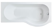 Nui Shower Baths 1700mm Right Hand P - shaped Bath Contemporary White Acrylic 415x850x415mm - JJ Building Materials