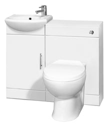 Nui Sienna Cloakroom Pack Without Tap Contemporary Gloss White MFC Painted Gloss 820x903x290mm - JJ Building Materials