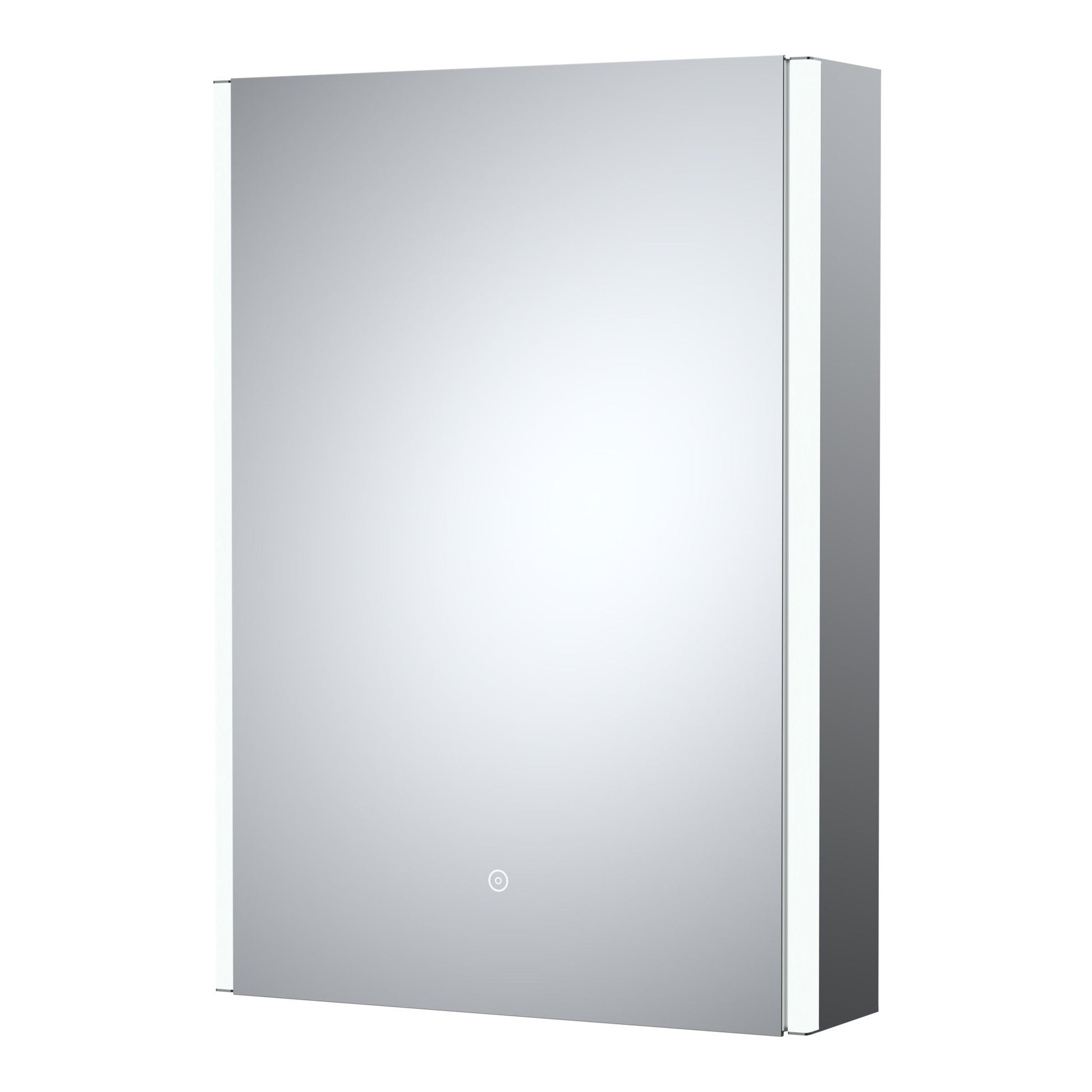 Nui Single Door Mirror Cabinets 500mm Mirror Cabinet Contemporary Silver Aluminium 700x500x140mm - JJ Building Materials