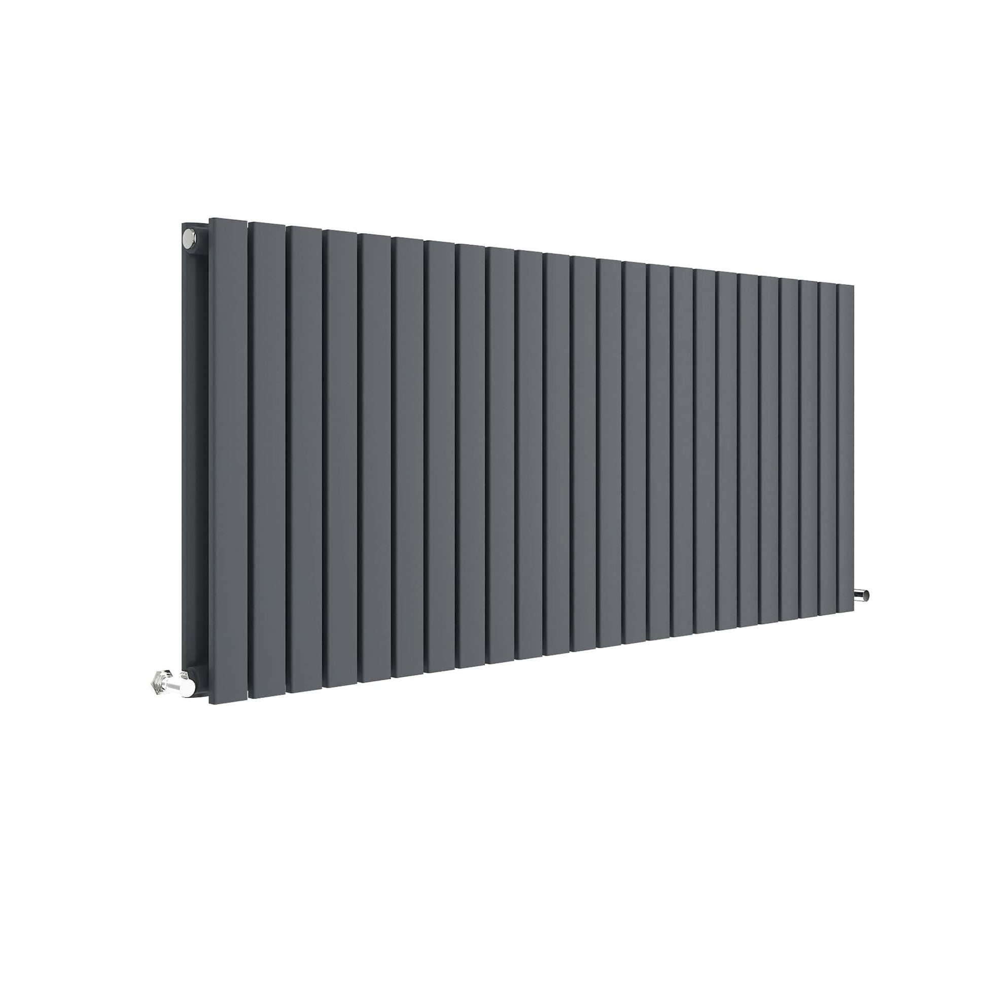 Nui Sloane Horizontal Double Panel Radiator 600 X 1398 Contemporary Anthracite Steel 600x1398x72mm - JJ Building Materials