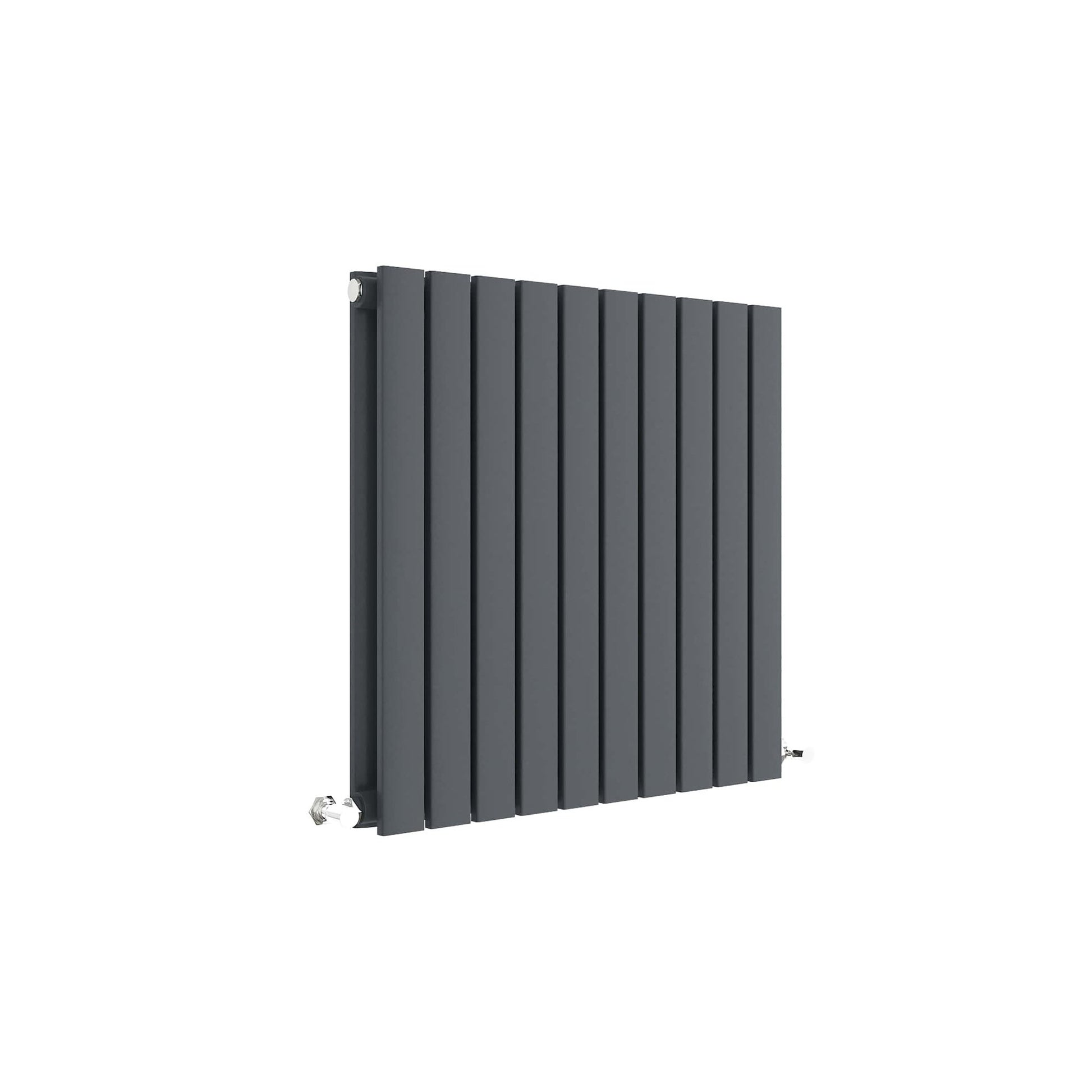 Nui Sloane Horizontal Double Panel Radiator 600 X 586 Contemporary Anthracite Steel 600x586x72mm - JJ Building Materials