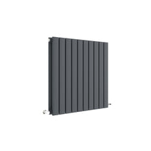 Nui Sloane Horizontal Double Panel Radiator 600 X 586 Contemporary Anthracite Steel 600x586x72mm - JJ Building Materials