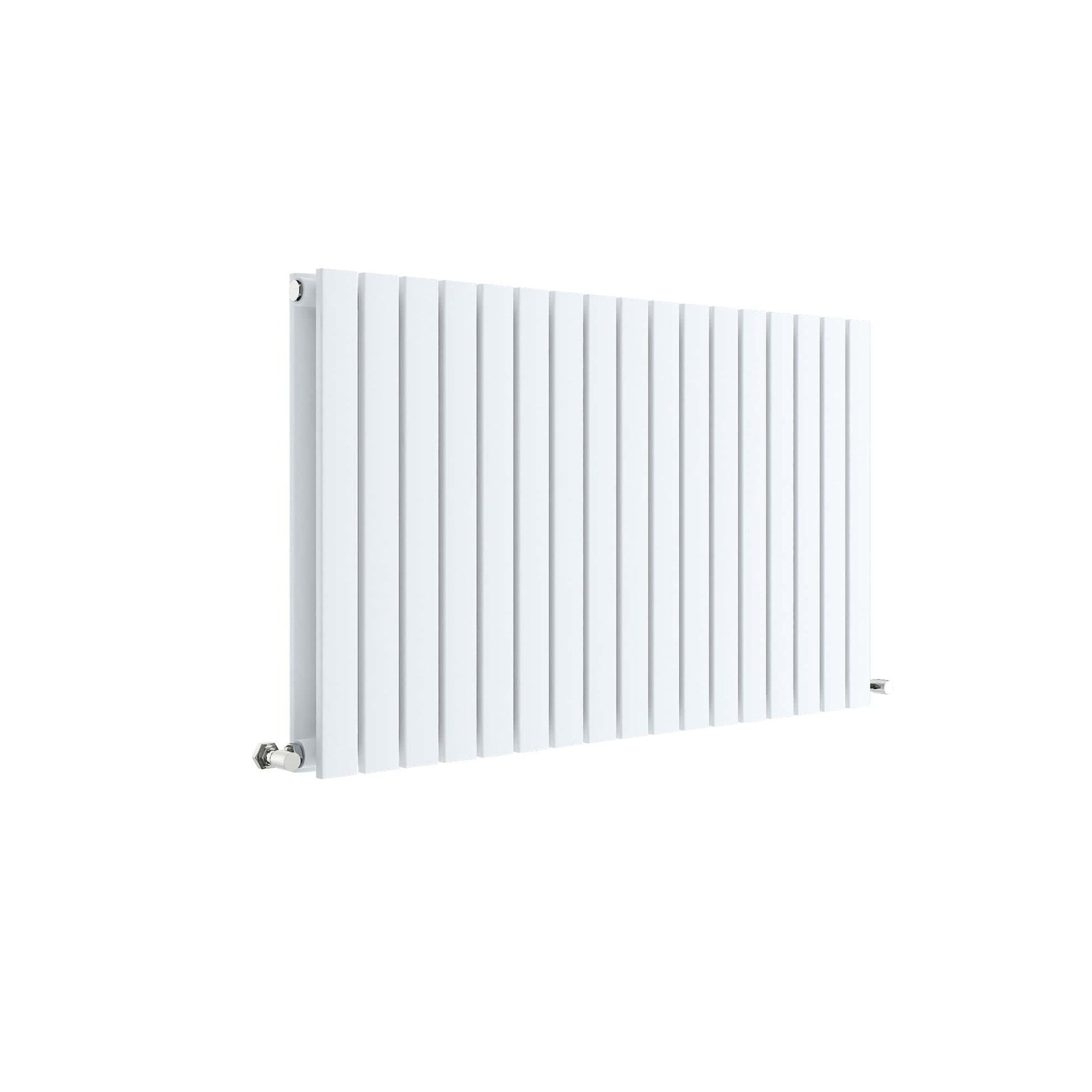 Nui Sloane Horizontal Double Panel Radiator 600 X 992 Contemporary Satin White Steel 600x992x72mm - JJ Building Materials