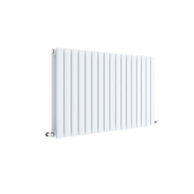 Nui Sloane Horizontal Double Panel Radiator 600 X 992 Contemporary Satin White Steel 600x992x72mm - JJ Building Materials