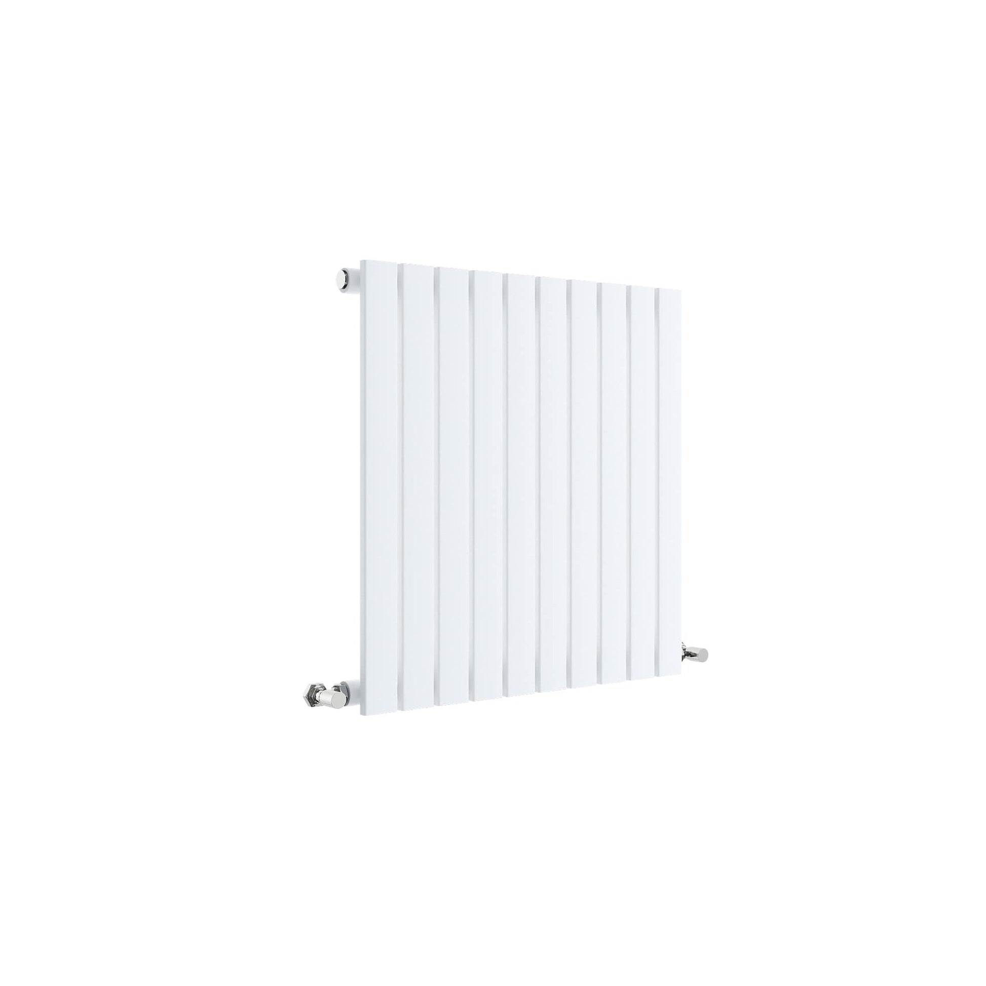 Nui Sloane Horizontal Single Panel Radiator 600 X 586 Contemporary Satin White Steel 600x586x53mm - JJ Building Materials