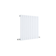 Nui Sloane Horizontal Single Panel Radiator 600 X 586 Contemporary Satin White Steel 600x586x53mm - JJ Building Materials